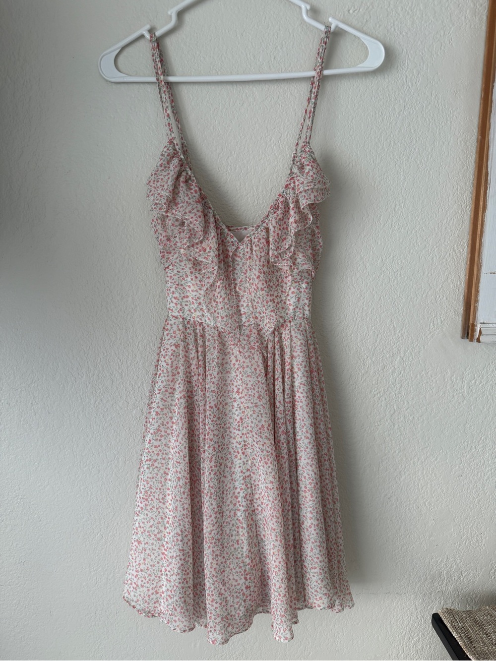 Guess Pink Floral Ruffle Mini Dress